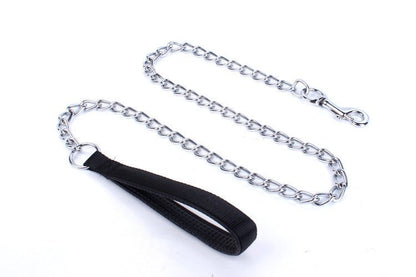 Chain Dog Leash with Foam - Padded Comfort Handle & Matching Collar Set - MeowGo