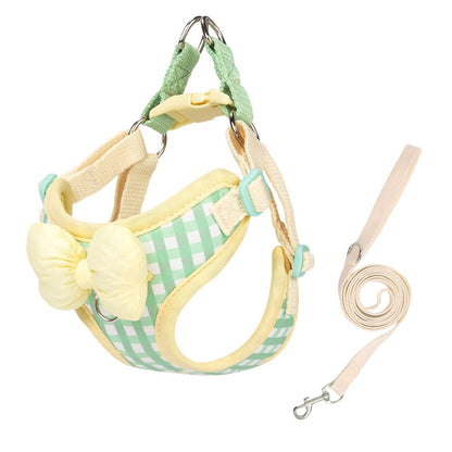 Cute Plaid Dog Harness & Leash Set with Bowknot - MeowGo