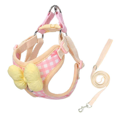 Cute Plaid Dog Harness & Leash Set with Bowknot - MeowGo