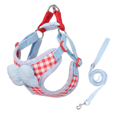 Cute Plaid Dog Harness & Leash Set with Bowknot - MeowGo