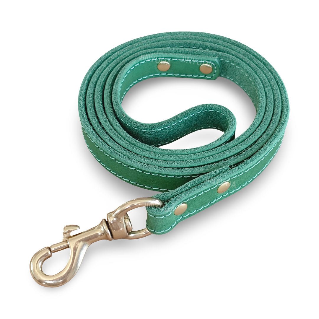 Top - Grain Leather Dog Leash with Solid Brass Hook - MeowGo