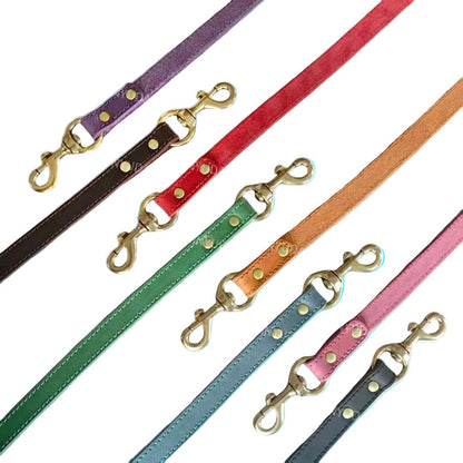 Top - Grain Leather Dog Leash with Solid Brass Hook - MeowGo