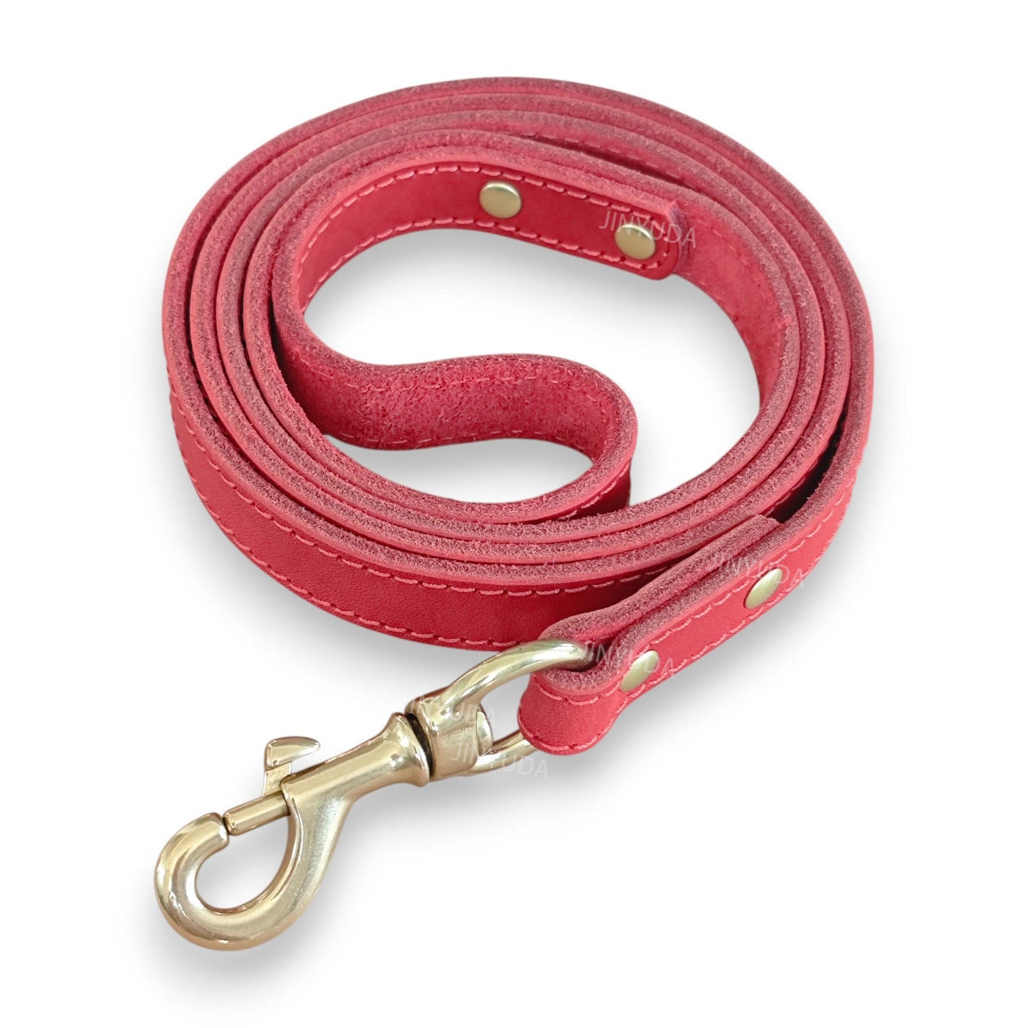 Top - Grain Leather Dog Leash with Solid Brass Hook - MeowGo