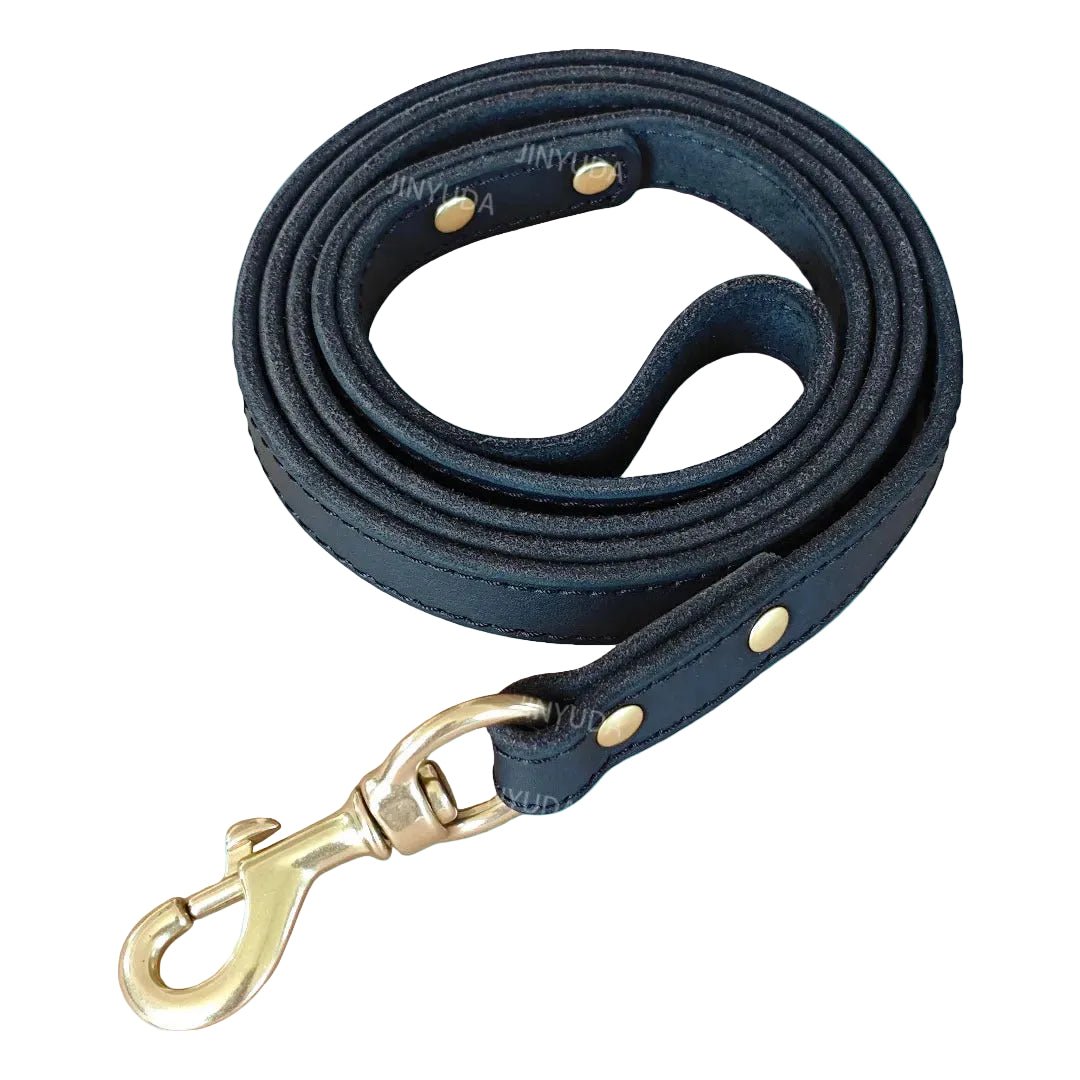 Top - Grain Leather Dog Leash with Solid Brass Hook - MeowGo